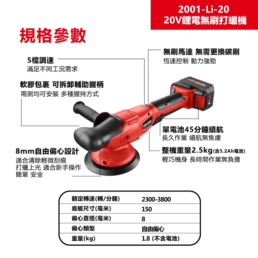 2001-Li-20 20V鋰電無刷打蠟機