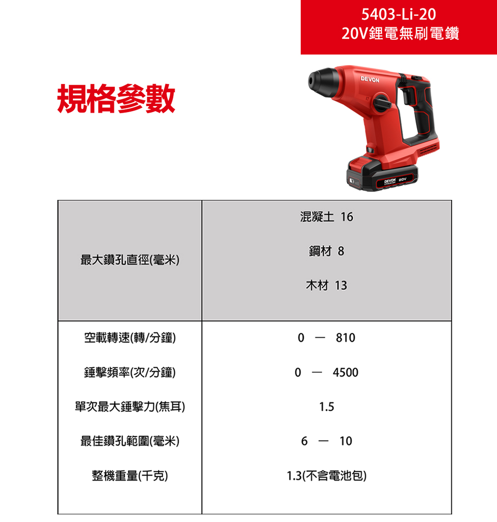 5403-Li-20 免出力充電電鑽