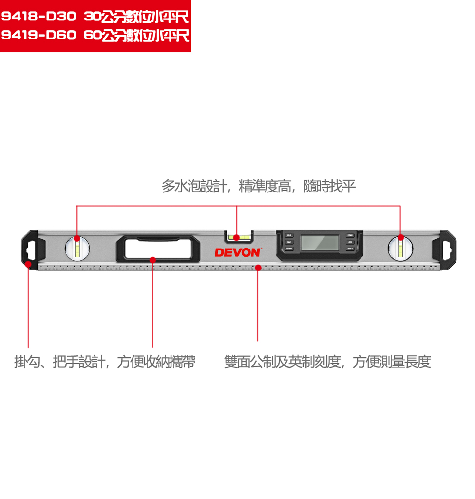 9418-D30/9419-D60 數位水平尺