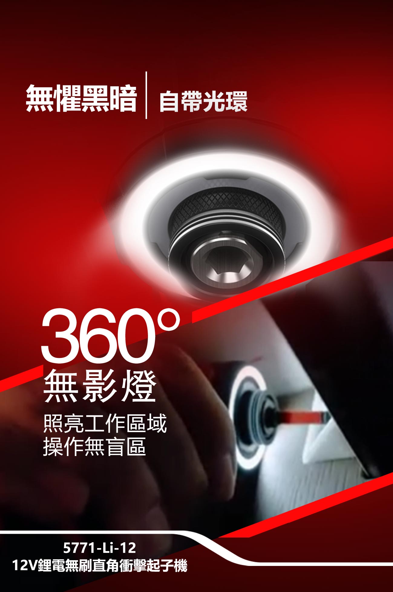 新品登場 5771-Li-12 12V鋰電無刷直角衝擊起子機