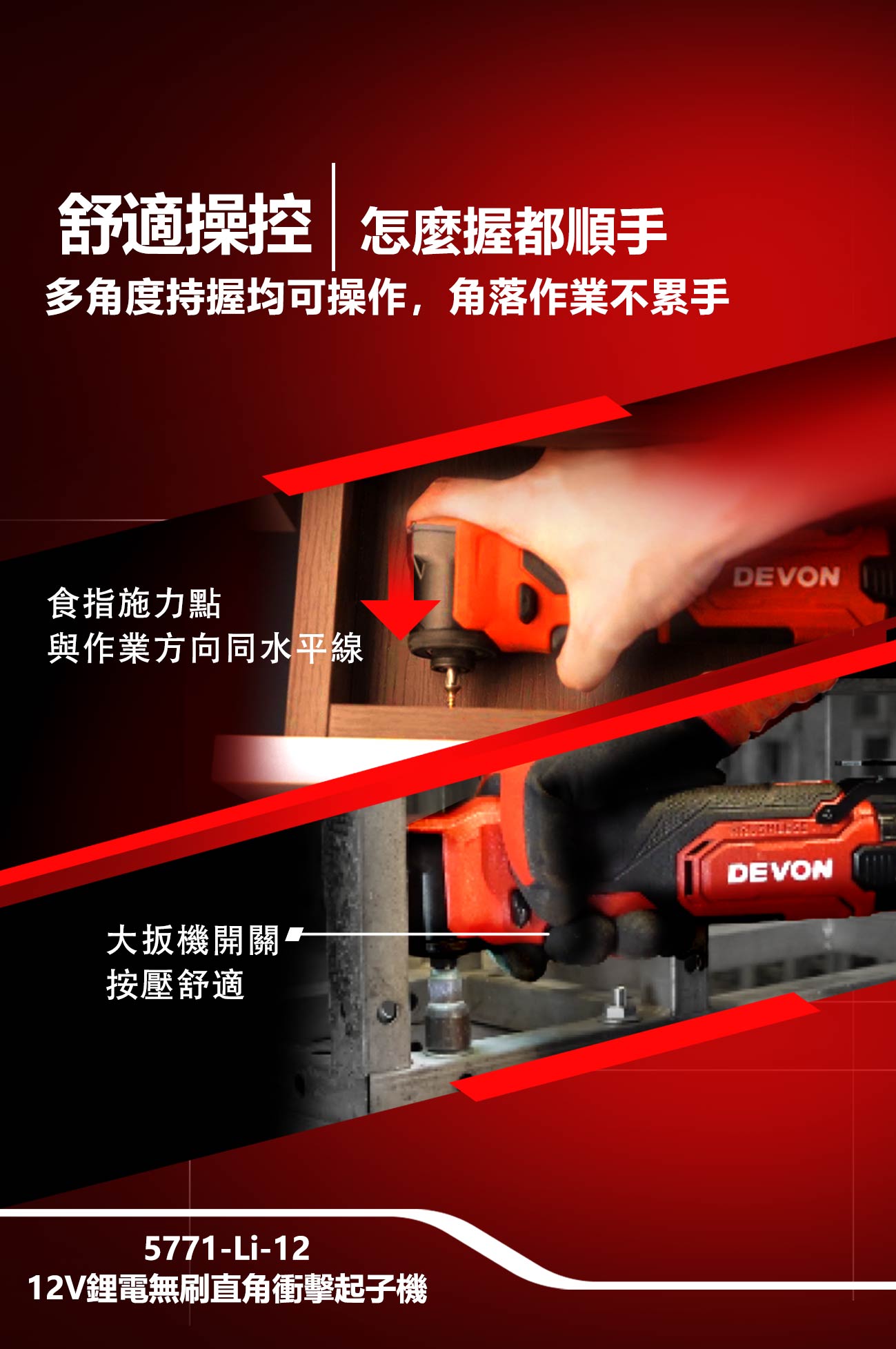 新品登場 5771-Li-12 12V鋰電無刷直角衝擊起子機