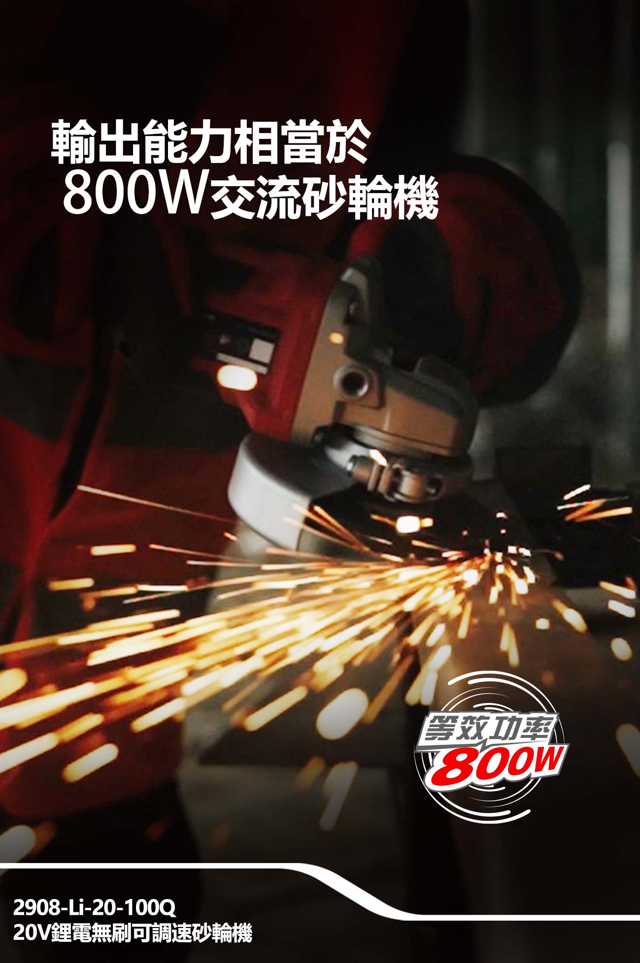 新品登場 2908-Li-20Q鋰電無刷可調速砂輪機