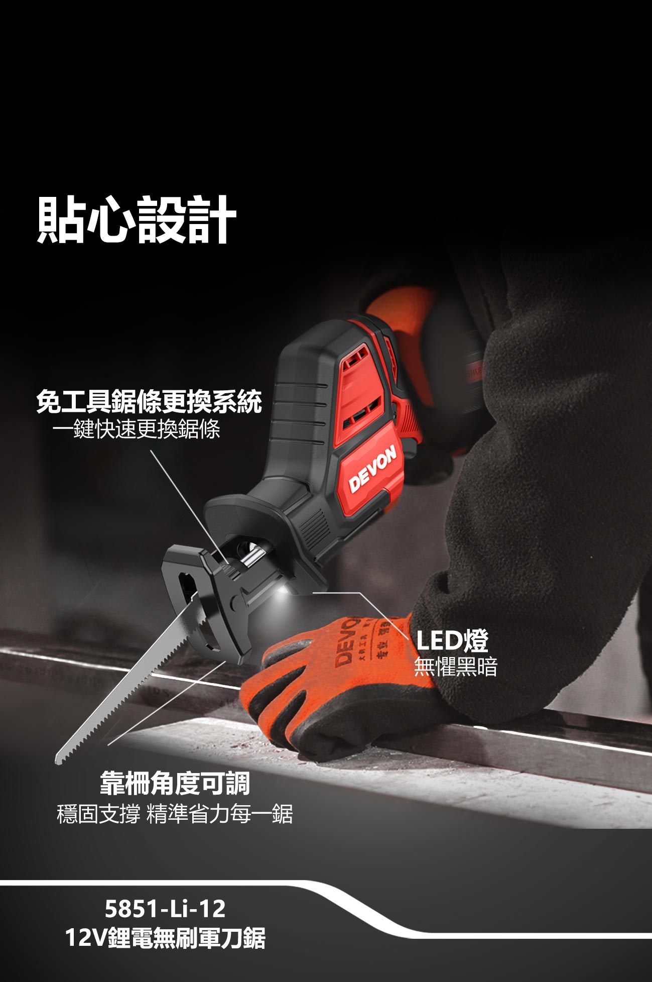 新品登場 5851-Li-12鋰電無刷軍刀鋸