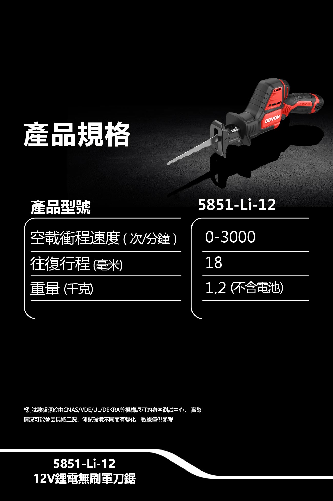 5851-Li-12鋰電無刷軍刀鋸