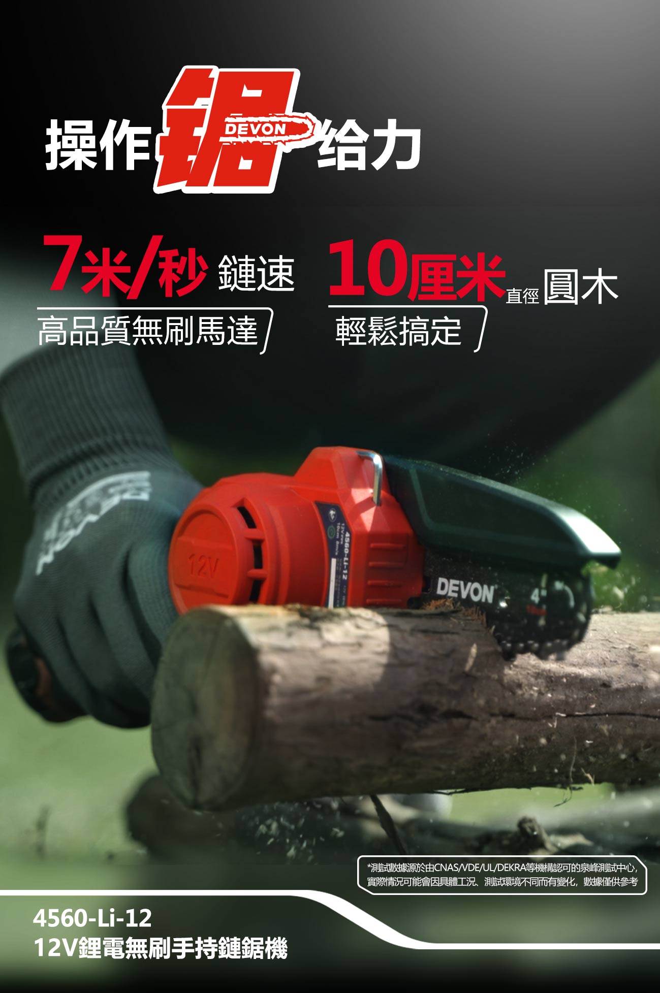新品登場 4560-Li-12鋰電無刷手持鏈鋸機