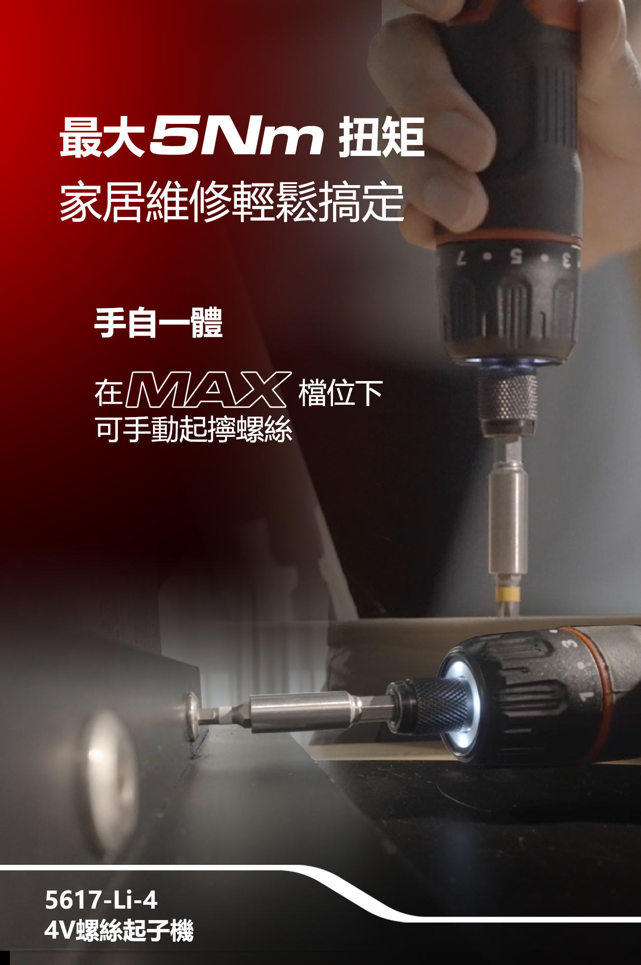 新品登場 5617-Li-4 4V充電起子機