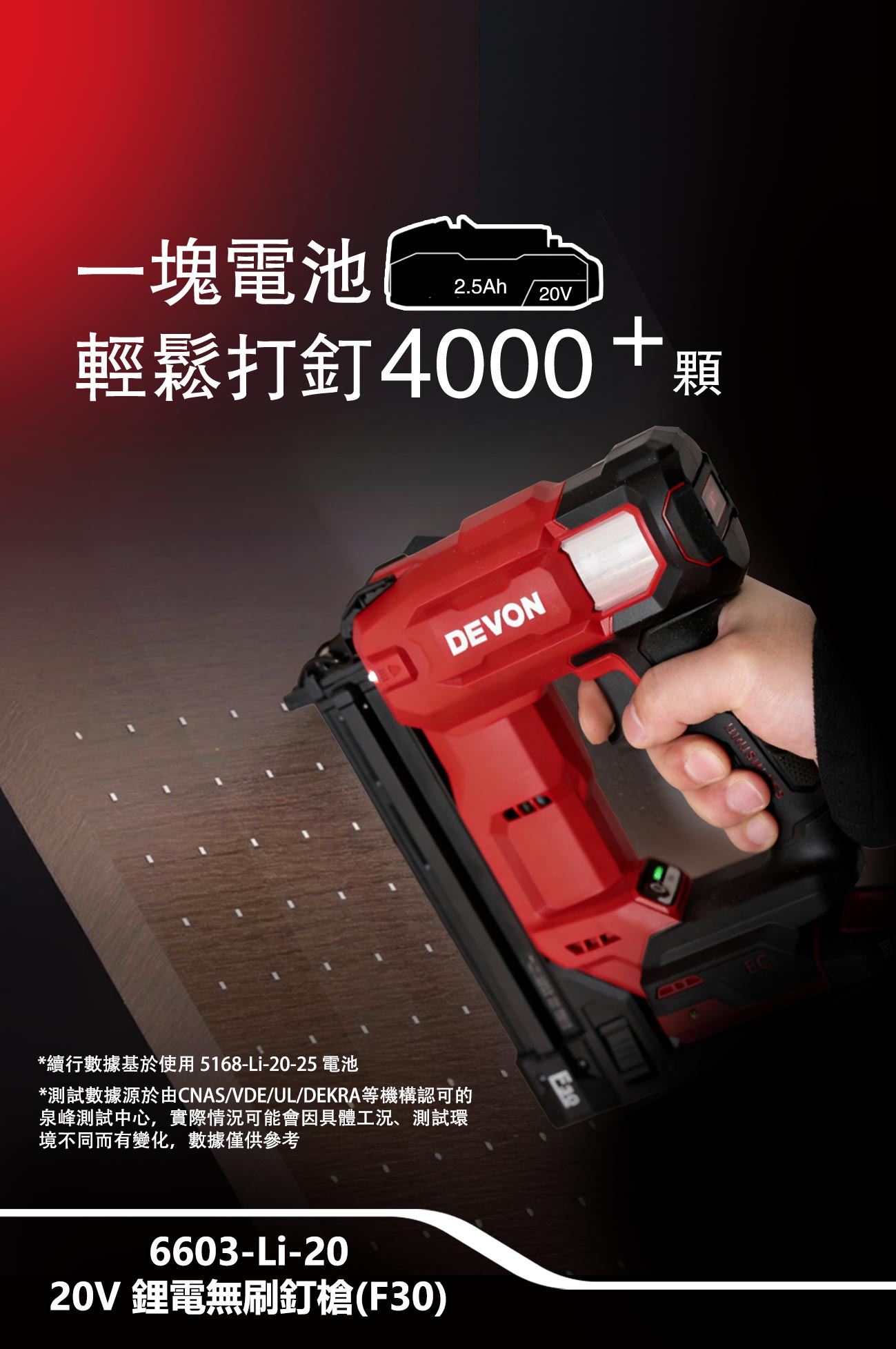 新品登場 6603-Li-20鋰電無刷釘槍(F30)
