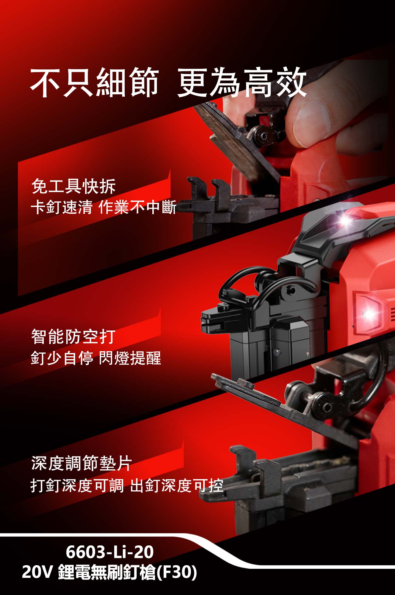 新品登場 6603-Li-20鋰電無刷釘槍(F30)