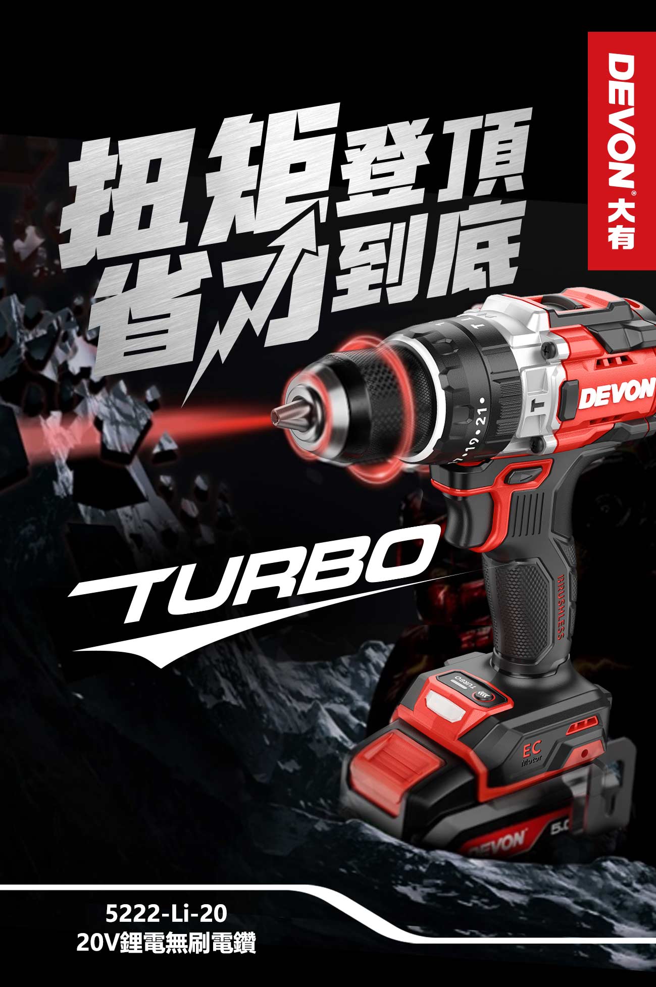 新品登場 5222-Li-20鋰電無刷電鑽