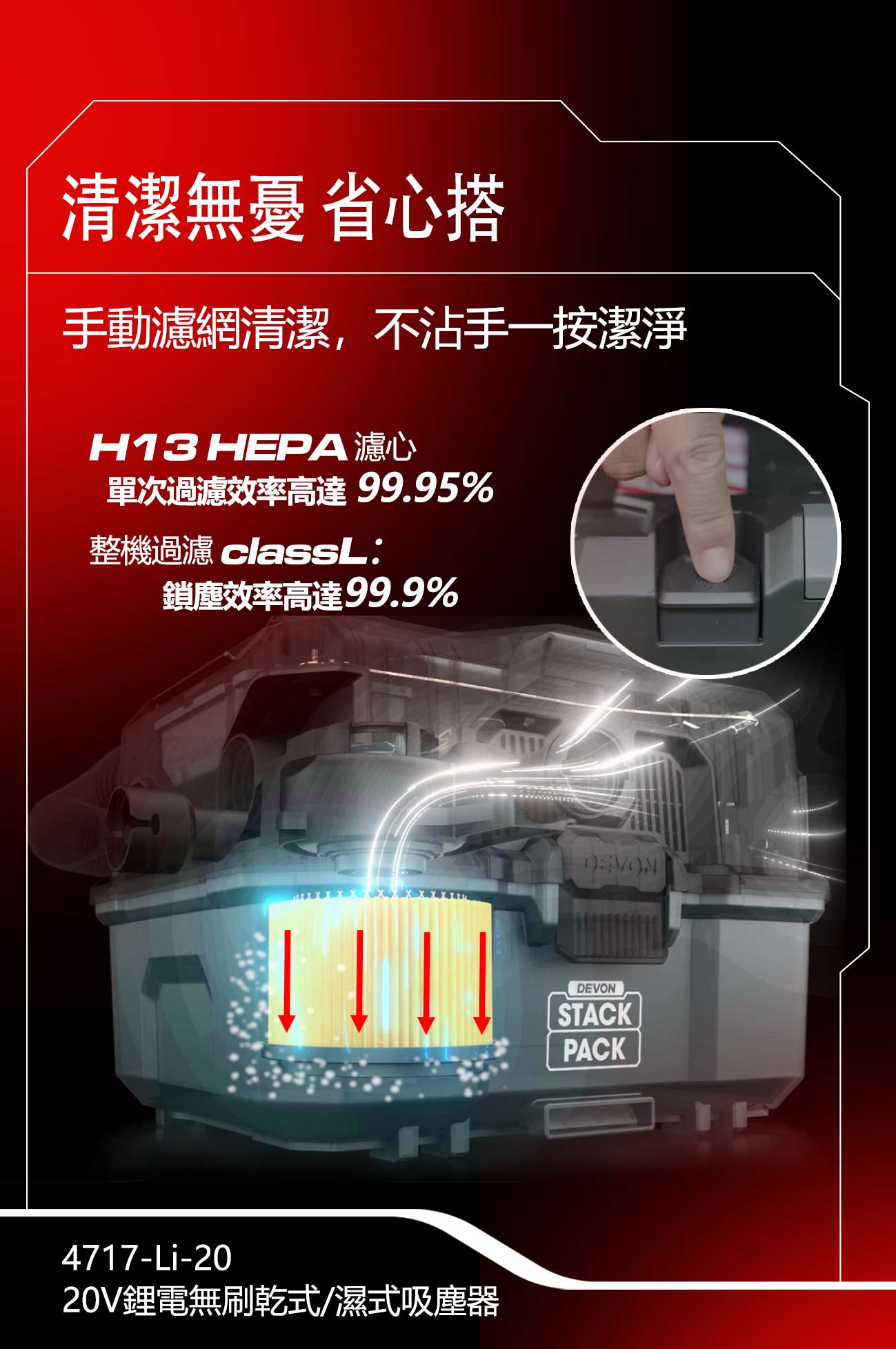 4717-Li-20鋰電無刷乾式/濕式吸塵器