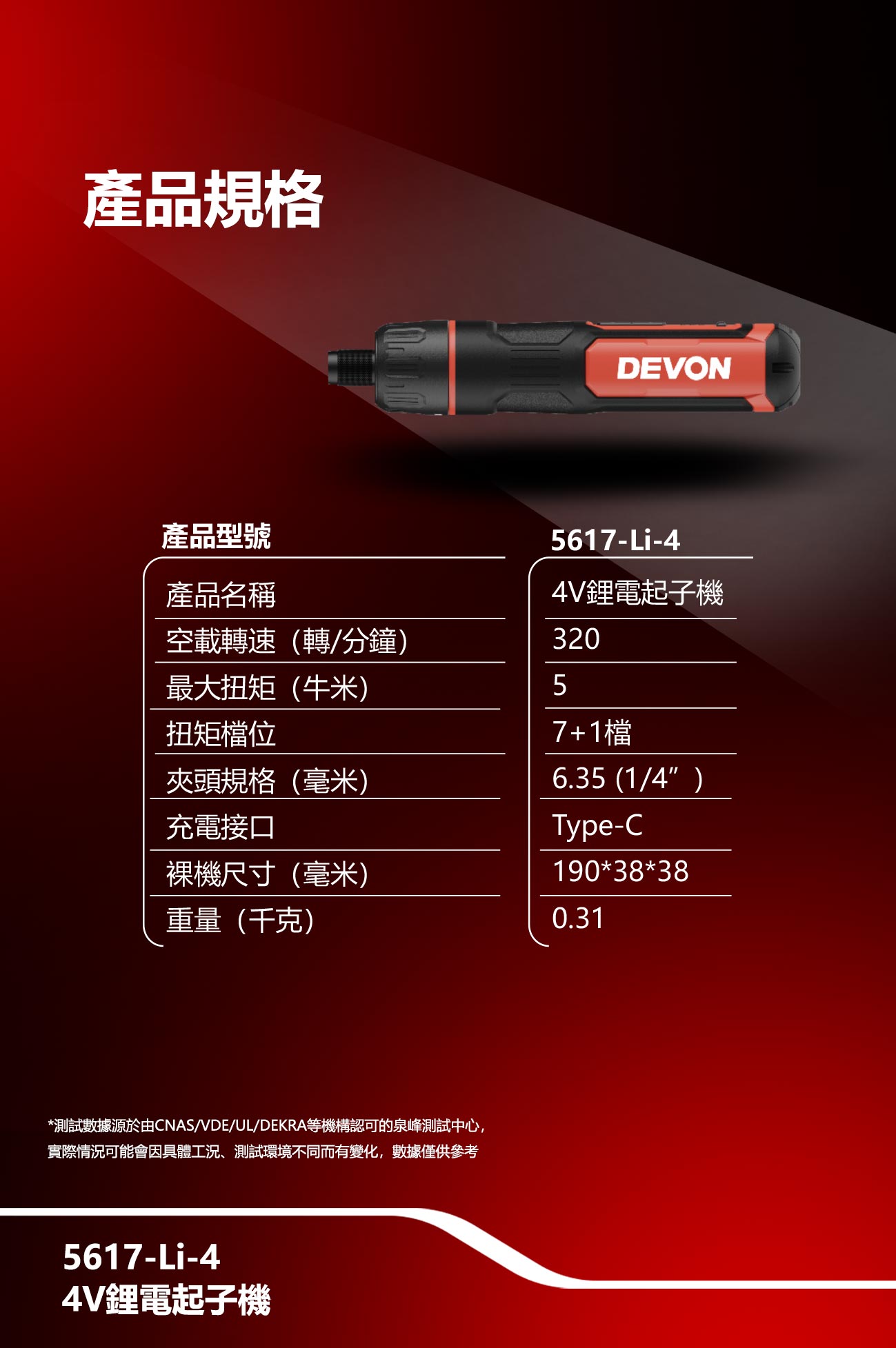 5617-Li-4 4V充電起子機