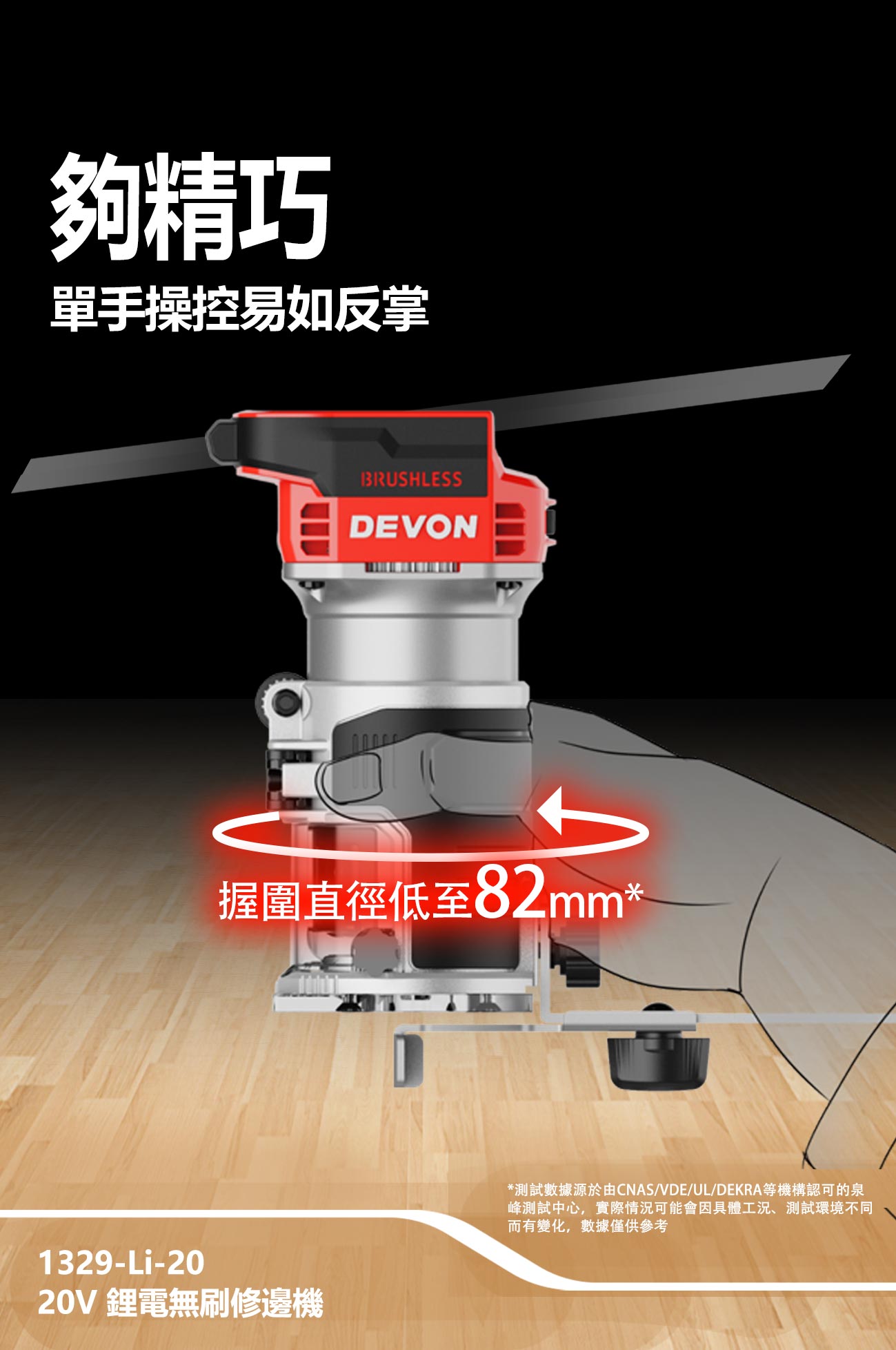 新品登場 1329-Li-20鋰電無刷修邊機