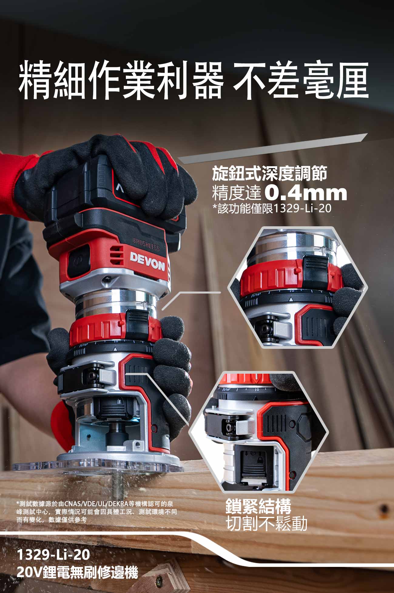 新品登場 1329-Li-20鋰電無刷修邊機