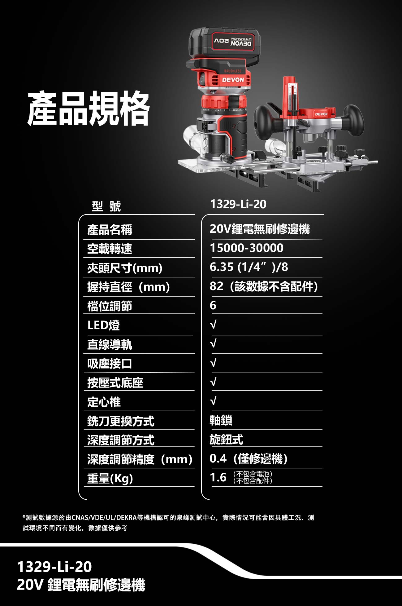 1329-Li-20鋰電無刷修邊機