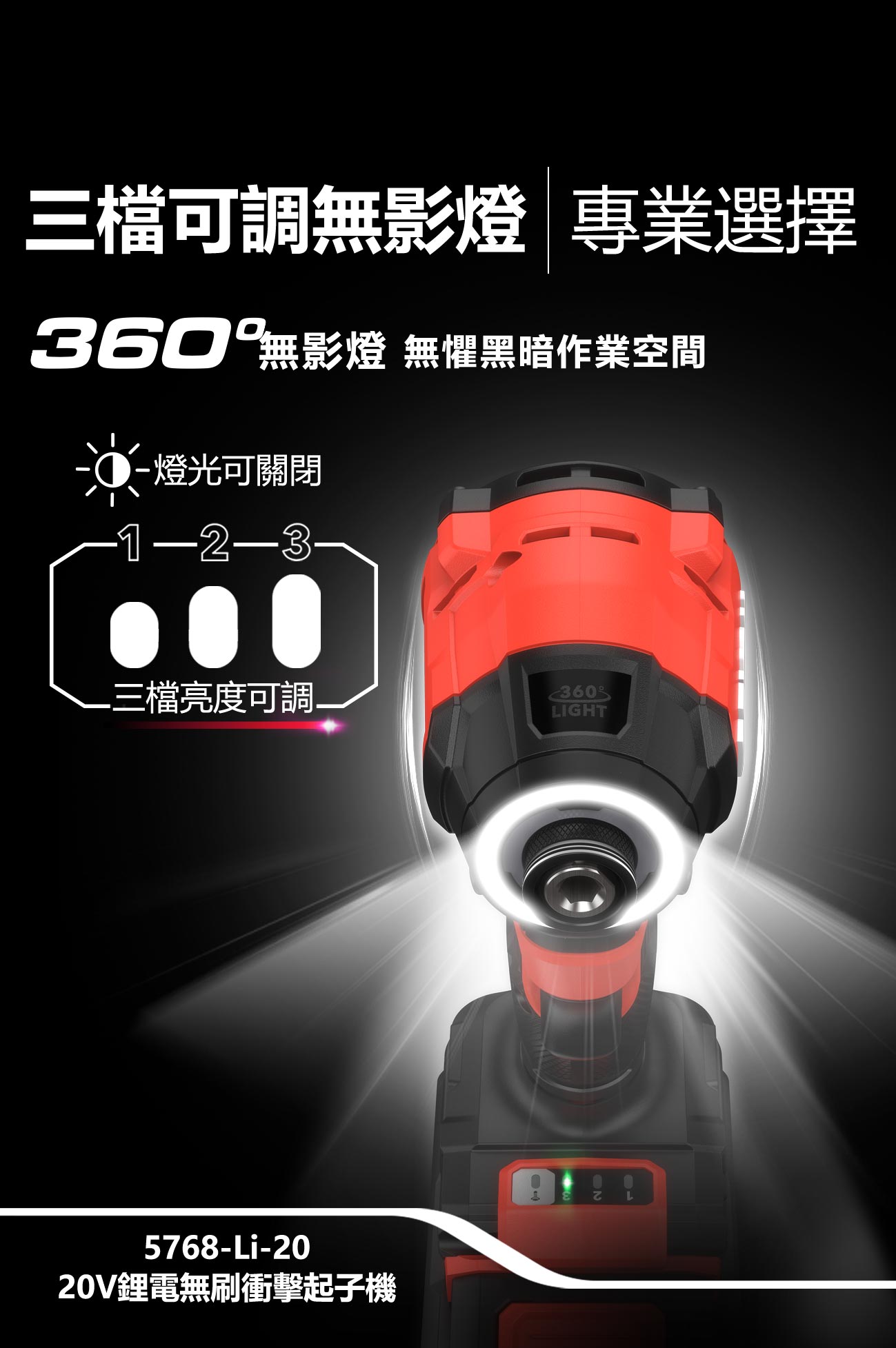 5768-Li-20 20V鋰電無刷衝擊起子機(150Nm)