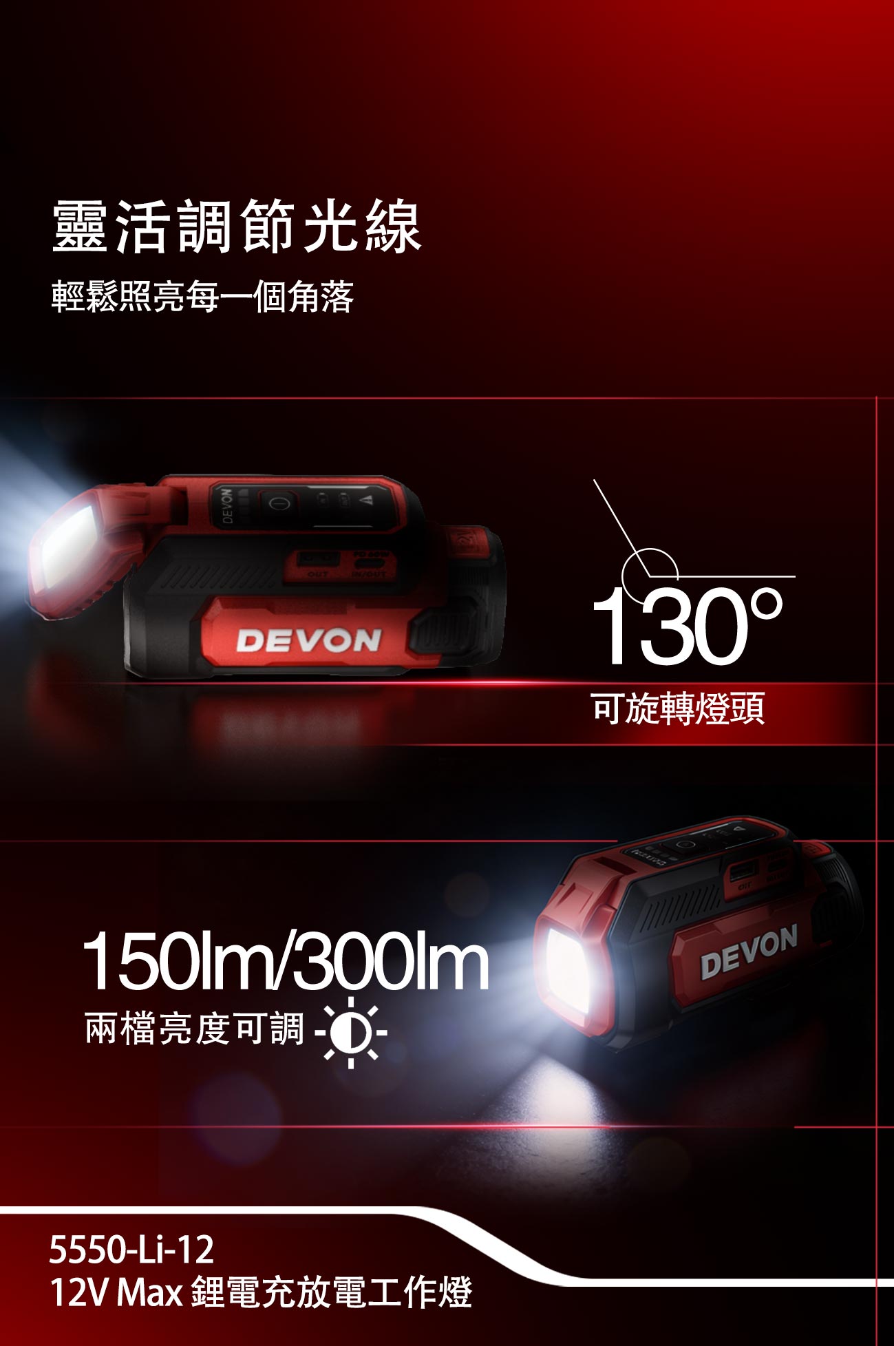 5550-Li-12 鋰電充放電工作燈