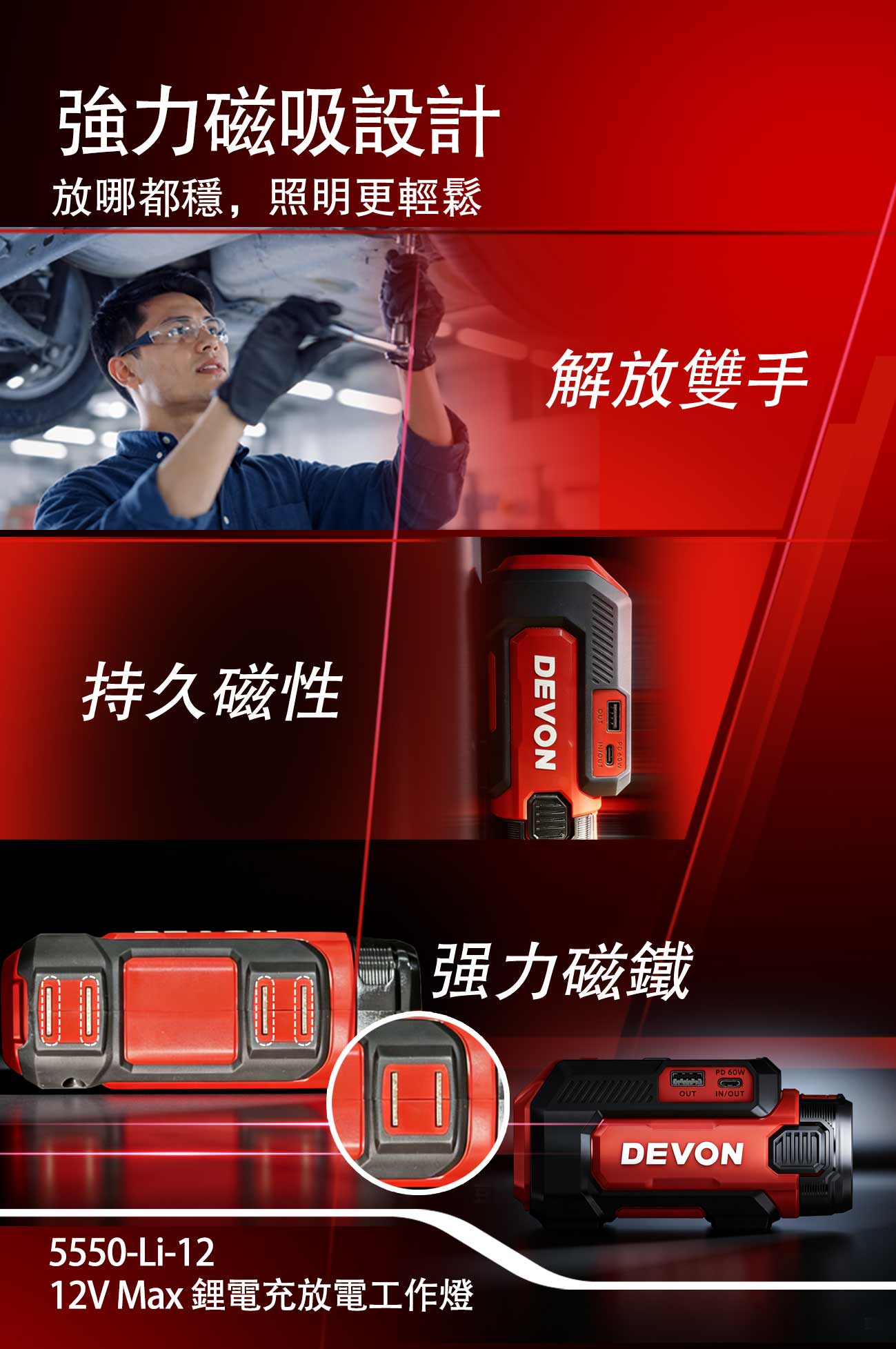 5550-Li-12 鋰電充放電工作燈