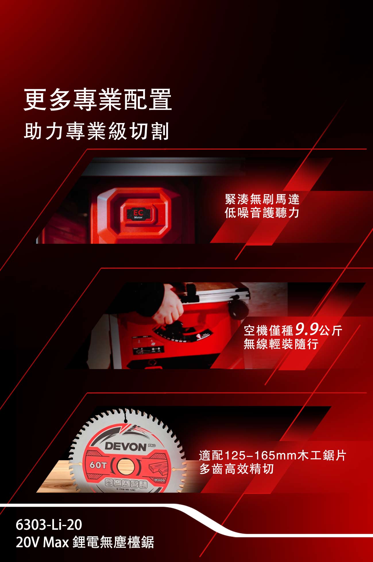 新品登場 6303-Li-20 鋰電無塵鋸台