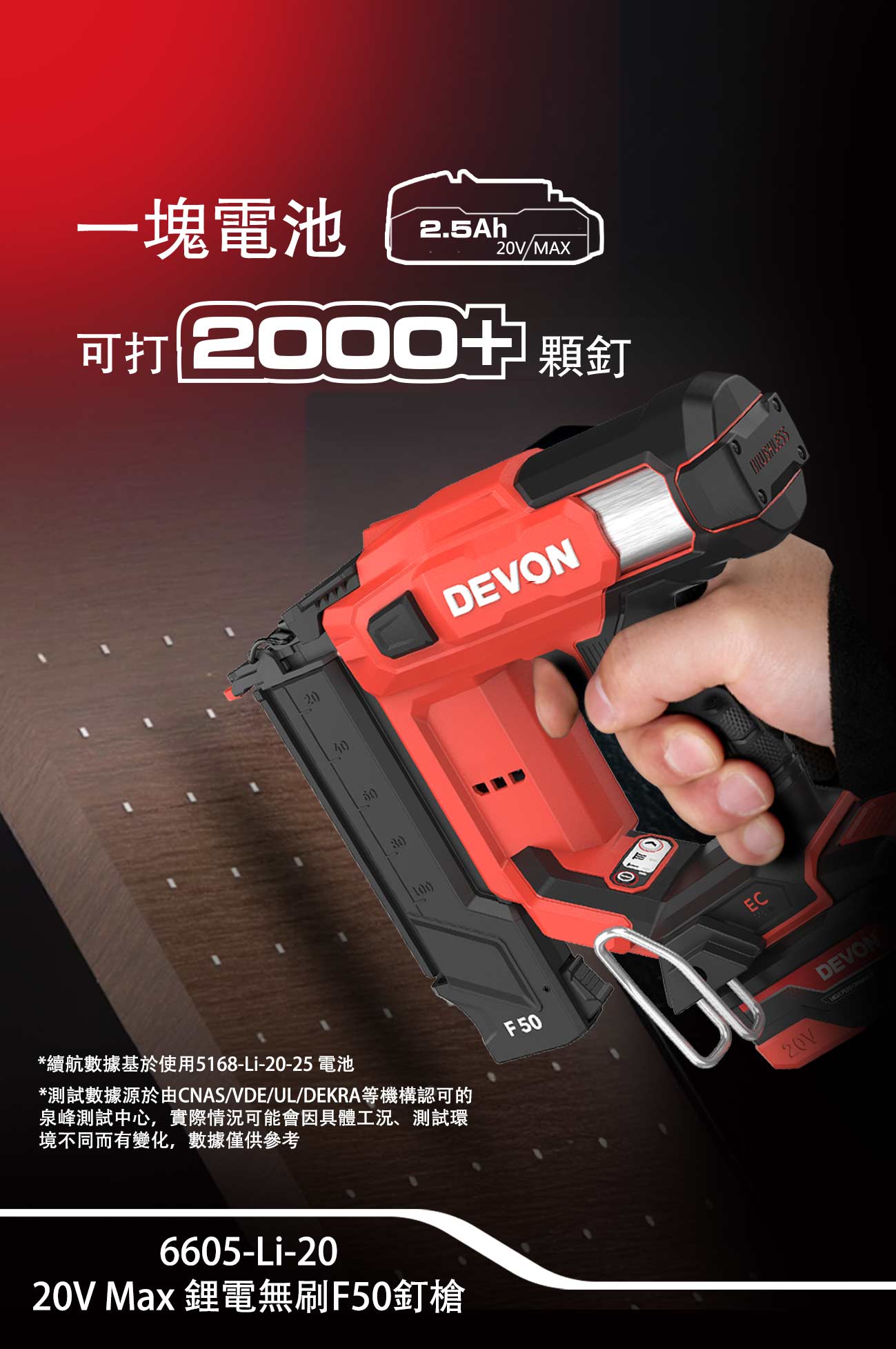 新品登場 6605-Li-20鋰電無刷F50釘槍
