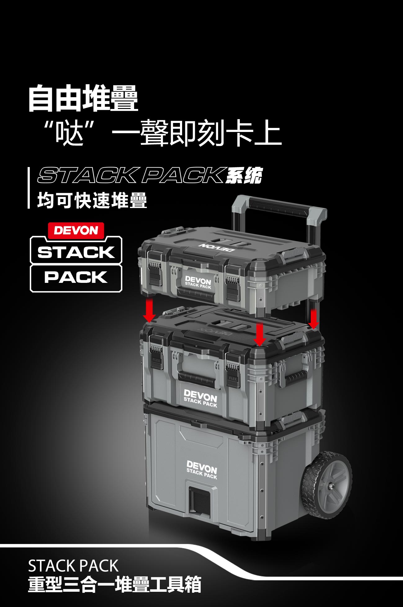 【DEVON大有】STACK PACK三合一堆疊抽屜箱(DSP108+106+105)